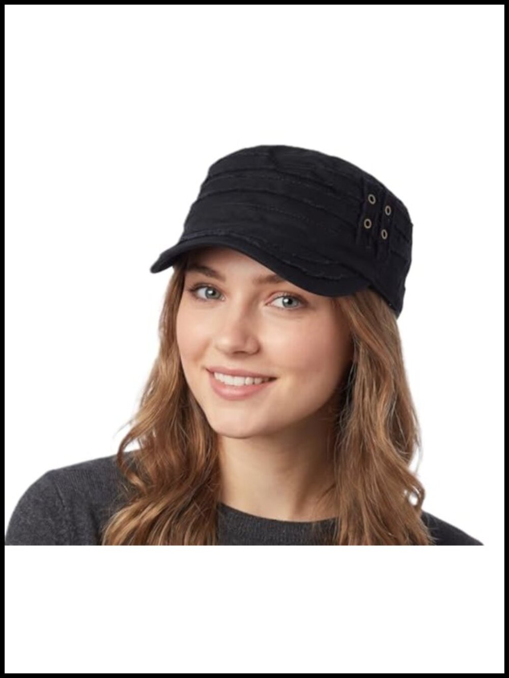 100% Cotton Military Cadet Hat Distressed Frayed Flat Top Adjustable